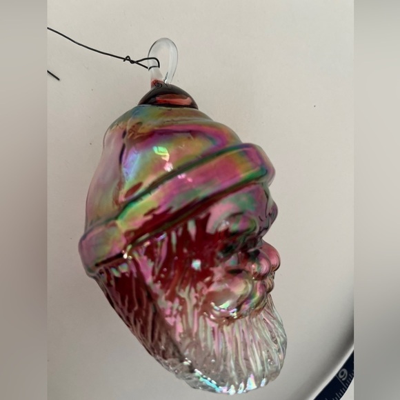 Iridescent Santa Head Thick Glass Ornament EUC - Picture 4 of 4